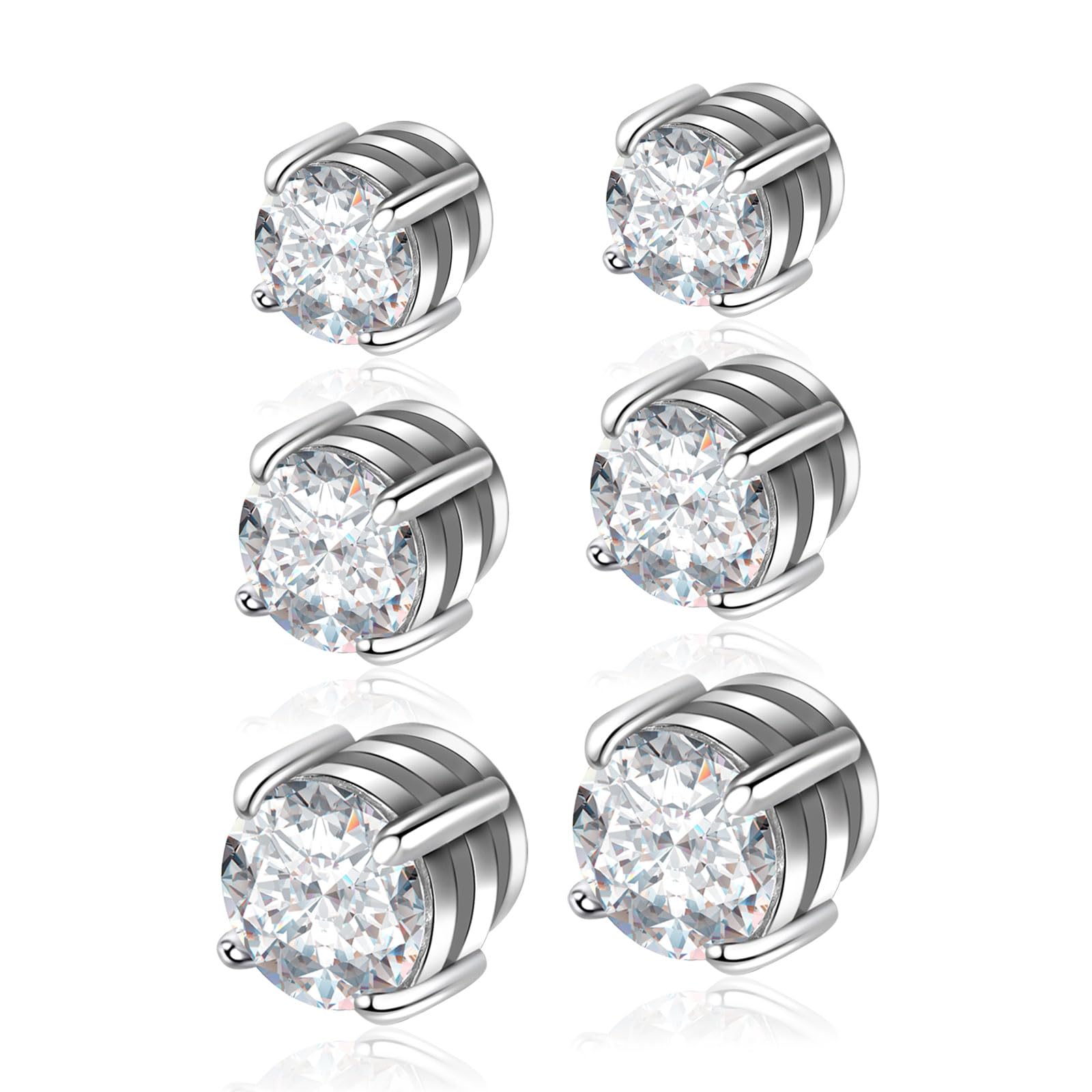 Magnetic Earring Studs Stainless Steel Fake Earring Non Piercing for Women Men Clips On Earrings Silver Black — view 15