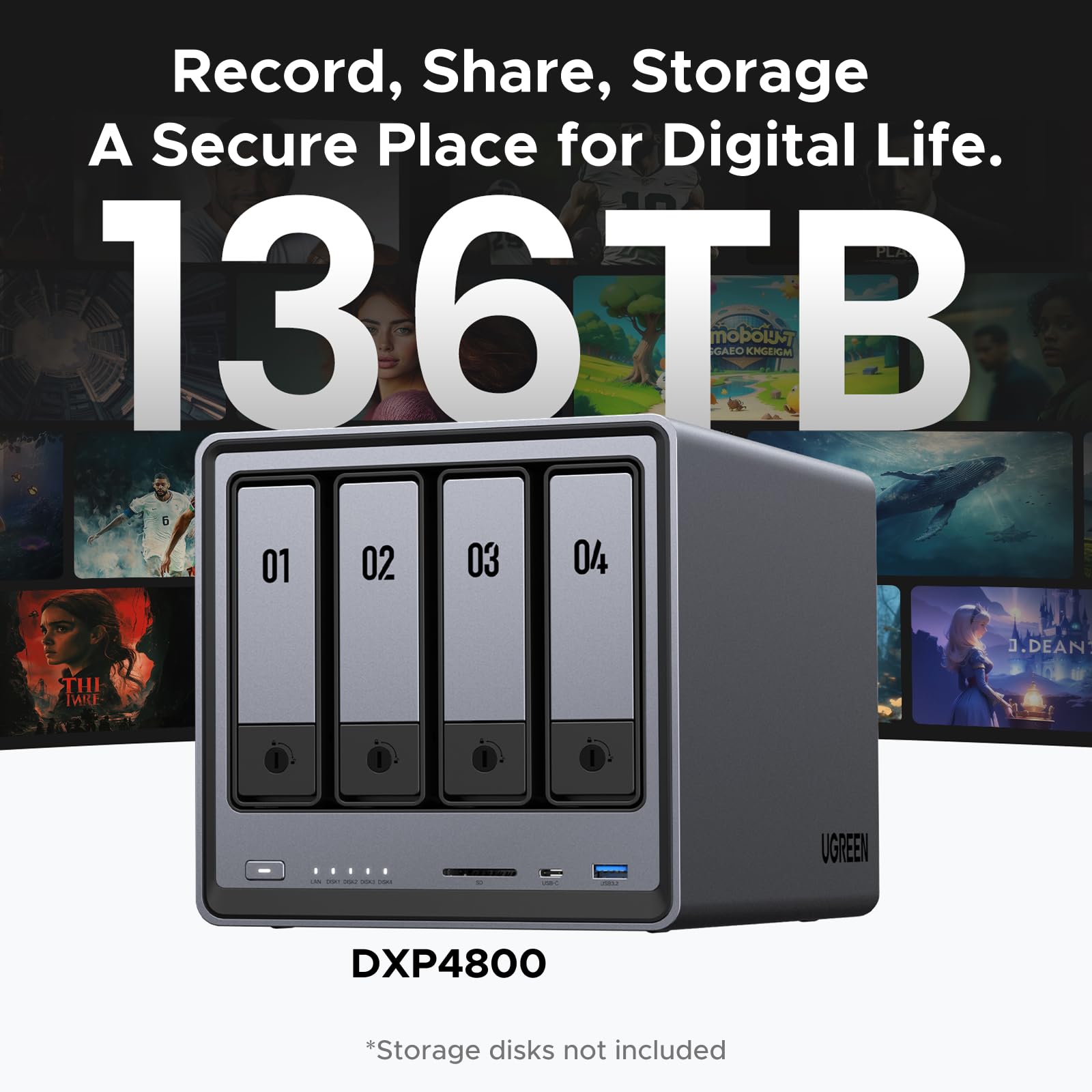 Amazon.co.jp: UGREEN NASync DXP4800 4ベイデスクトップNAS