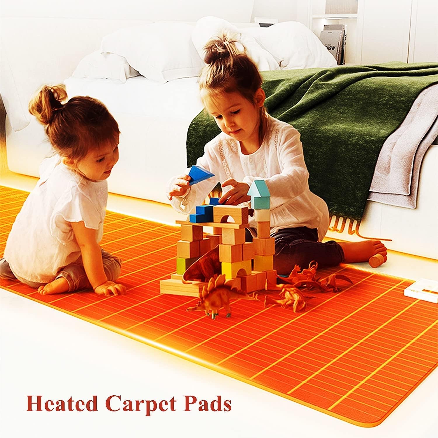 Alfombrilla calefactora para pies, almohadilla térmica de cristal de carbono, alfombra eléctrica con temporizadores y configuración de calefacción, calentadores de pies(50x100cm)