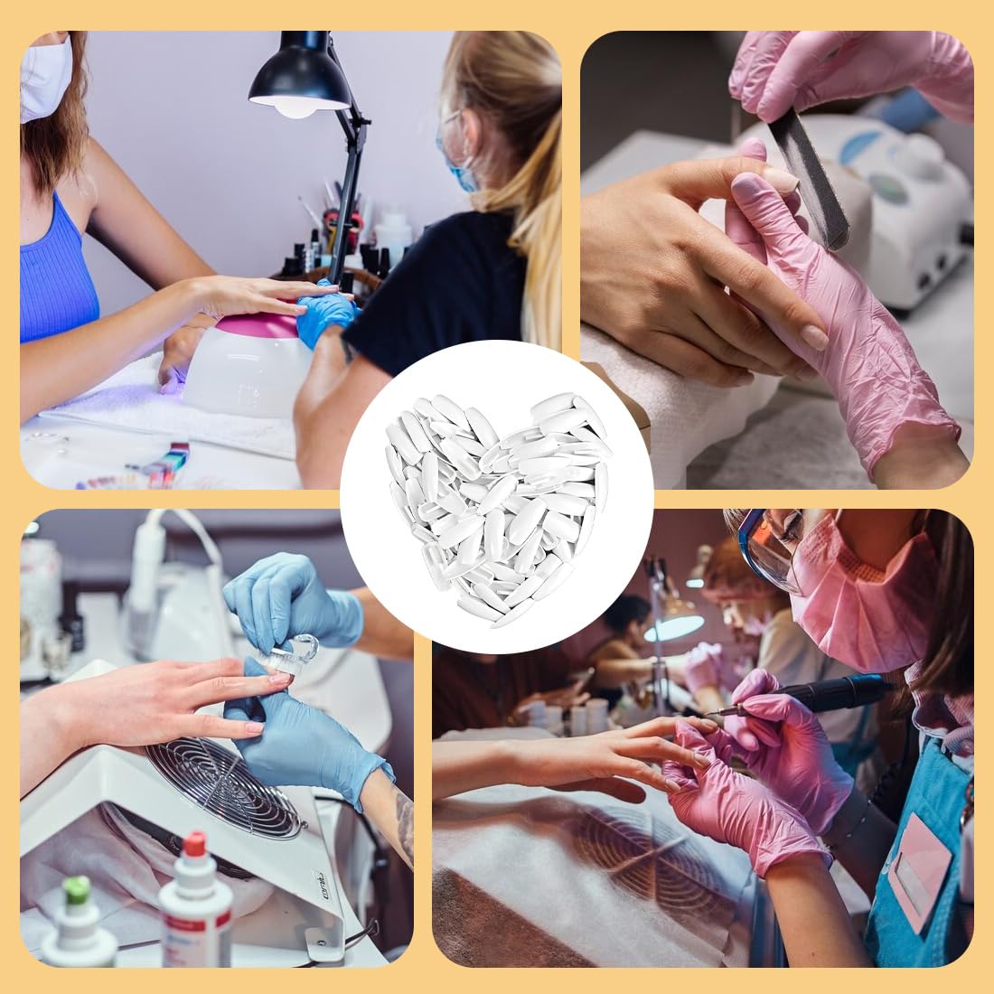 100 mains artificielles pour la pose d'ongles, ongles interchangeables pour la pose d'ongles, set de doigts professionnels pour l'art de l'ongle, blanc
