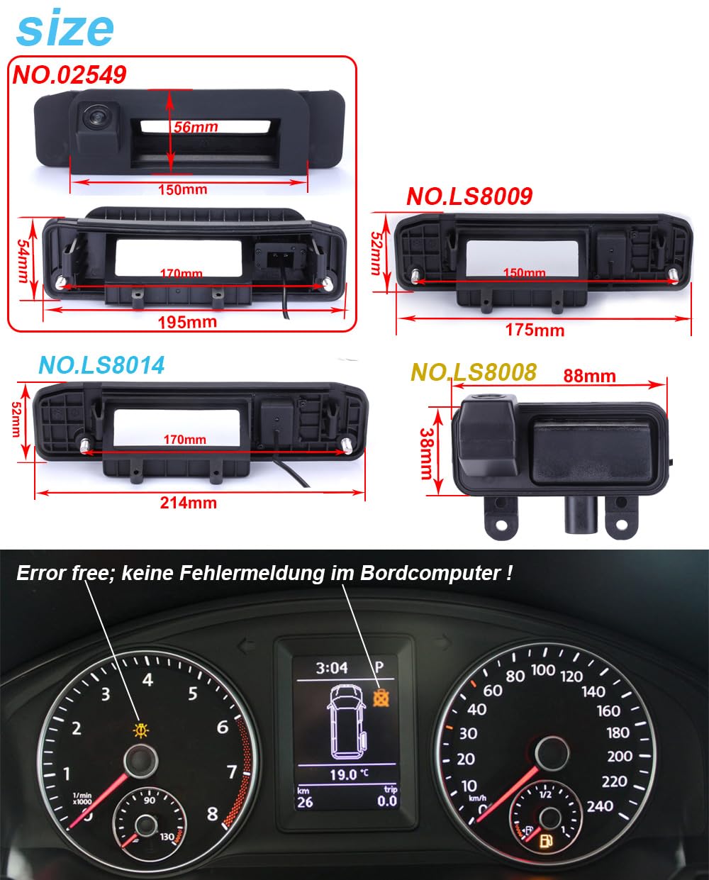 Cámara de visión trasera HD, modelo LS8014, para Mercedes Benz Vito Kasten Tourer W447 W448 V250 W166 X253 GLC200L X156 GLA200 S205 A180 X166 C117 X117 W176 W205 C117 W205
