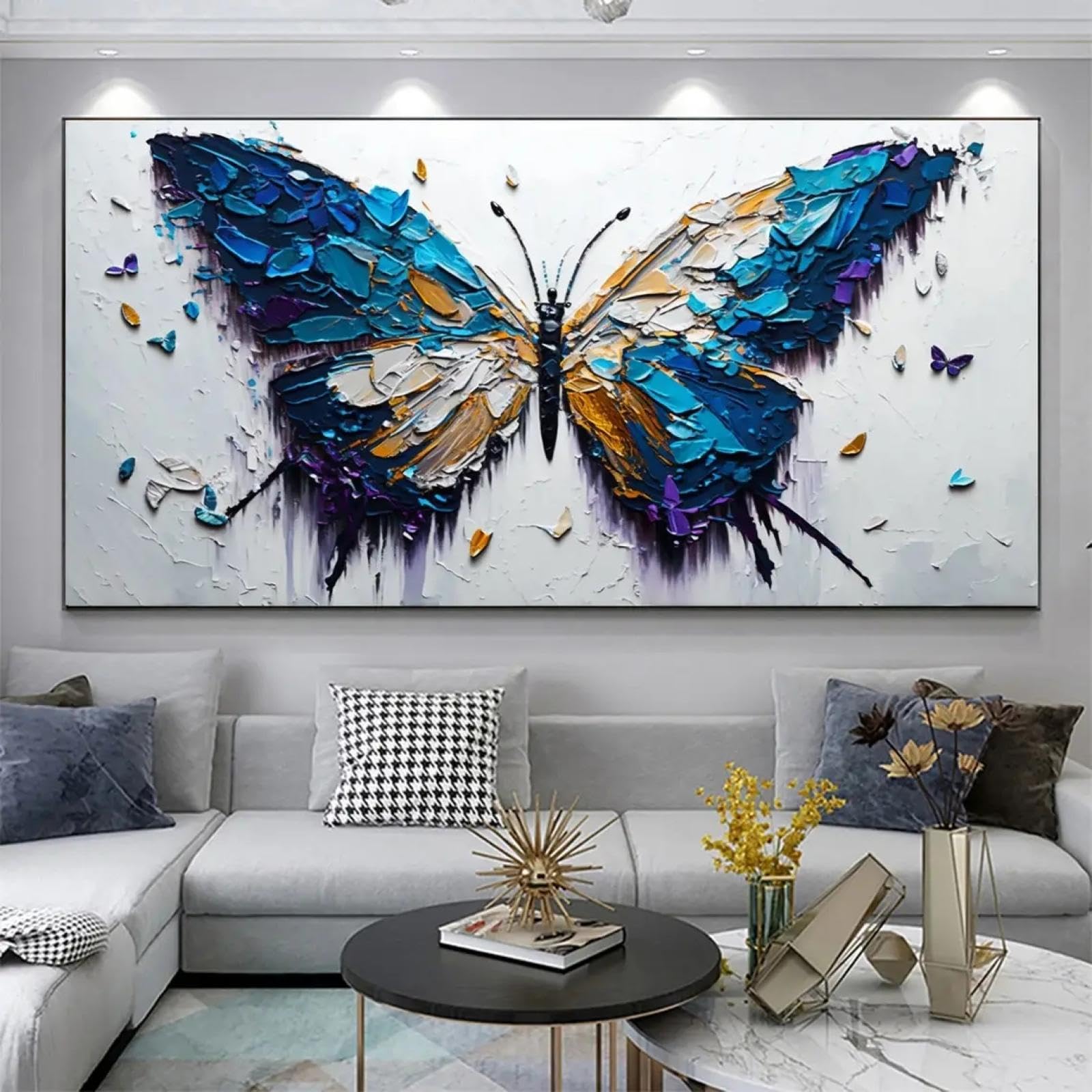 dsdsgog Abstract Butterfly Painting Painted On Canvas Large Wall Art Colorful Animals Painting Boho Posters Artwork Home Décor 60x120cm Frameless