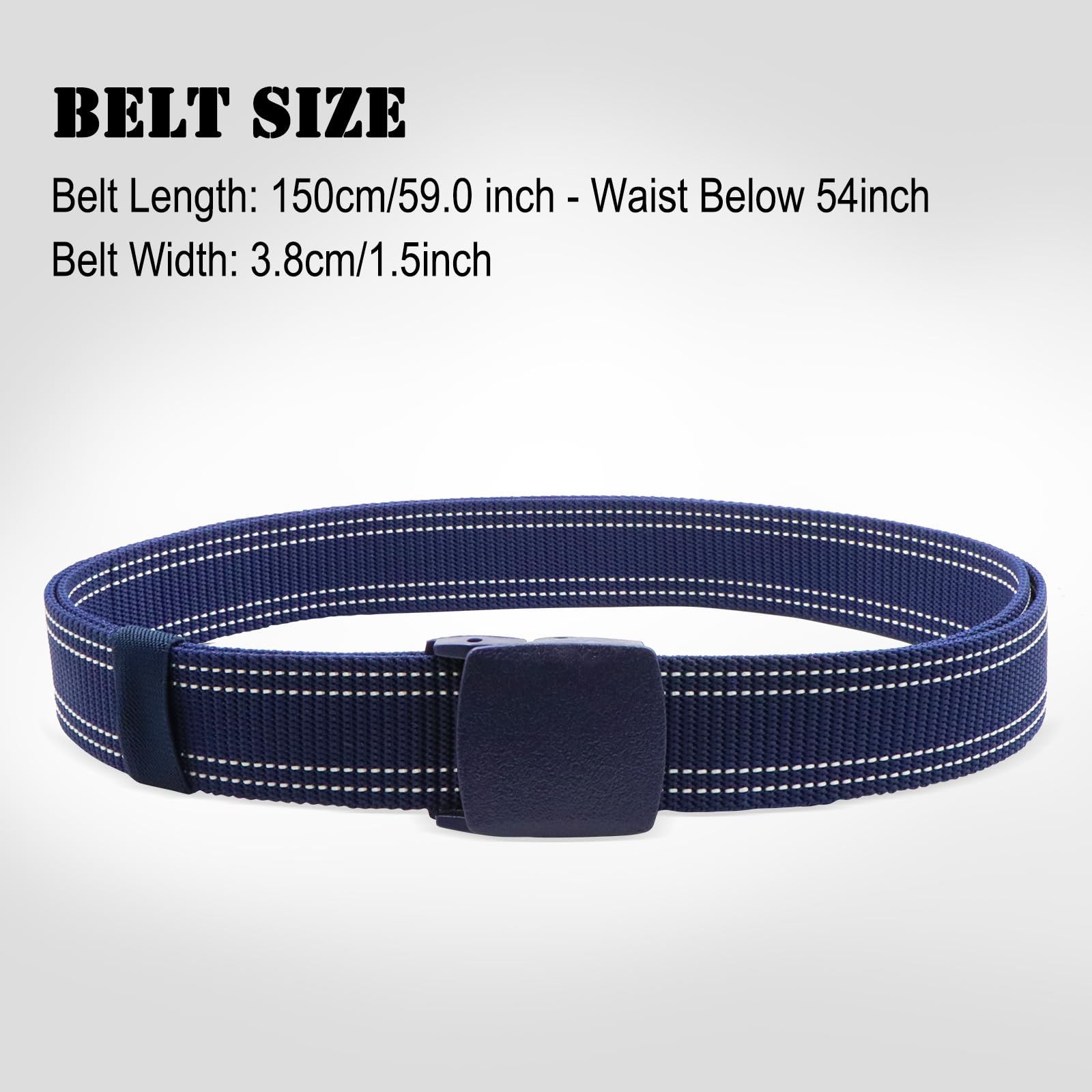 Military Tactical Nylon Mens Belt - Adjustable Web Belts with Non-Metal Buckle for Outdoor Sports, Training, 59 Inches Length