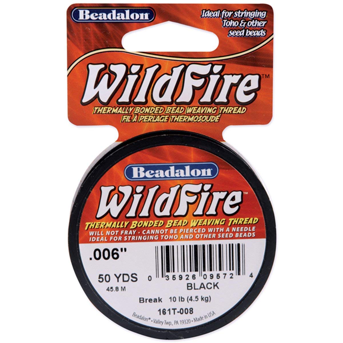 BeadalonWildfire Stringing Thread .006" X50'-Black