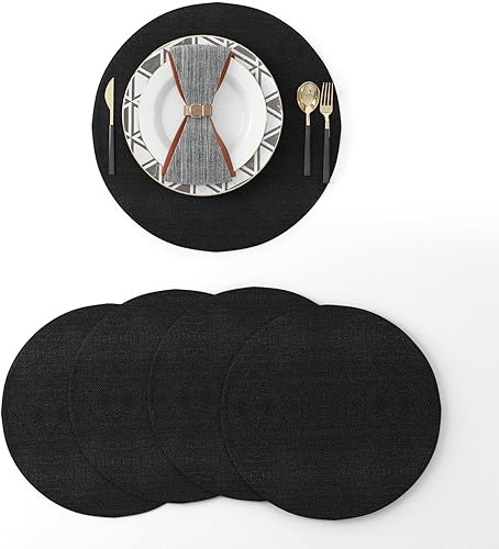 Miniatura 85 de Juego de 4 manteles individuales de lino suave hechos a mano resistentes al calor, manteles individuales para mesa de comedor, manteles individuales