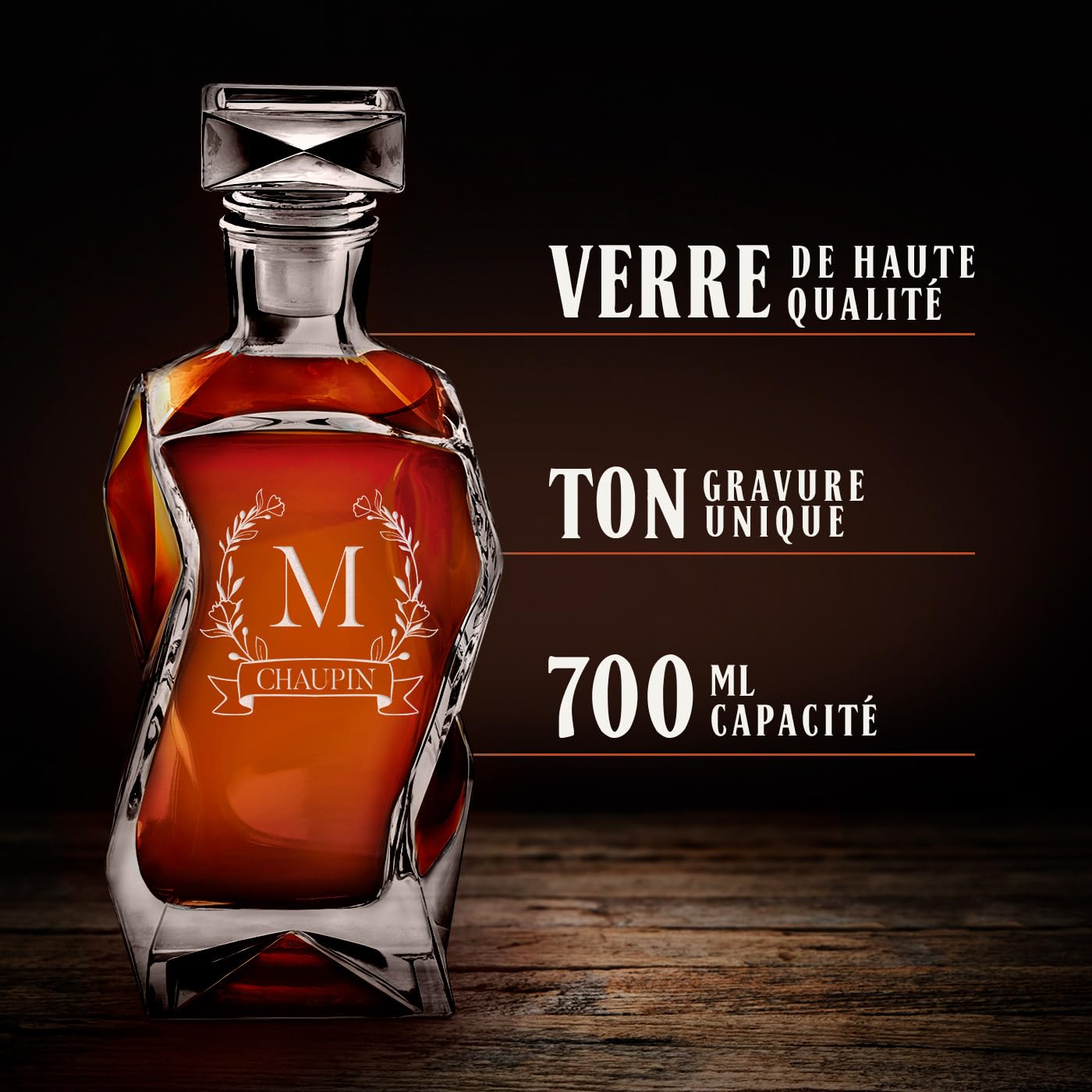 Maverton Carafe à Whisky avec Gravure pour Homme - Whiskey Set Élégant avec 2, 4 ou 6 Verres - Cadeau Homme Coffret Cadeau pour Couple - Souvenir de Mariage Anniversaire Fête des Grands-Pères