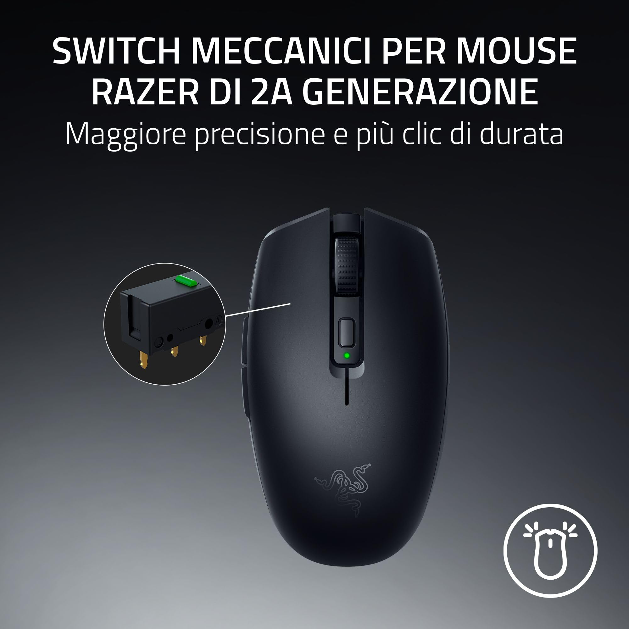 Razer Orochi V2 - Mouse da gioco wireless portatile - HyperSpeed e Bluetooth - Sensore ottico 18K DPI - Interruttori 2gen - 60 g - Alimentazione a batterie AA/AAA - PC/Mac | Nero