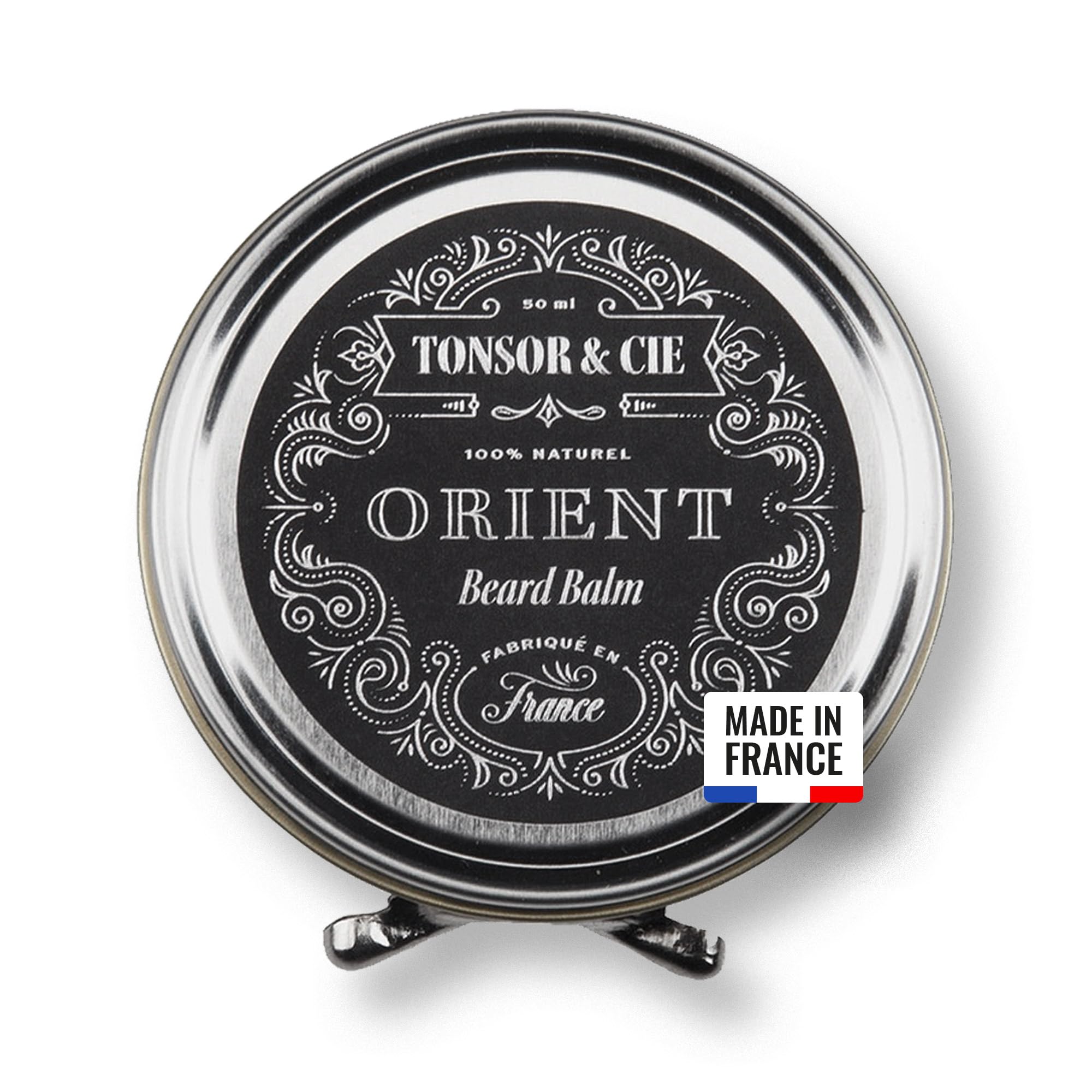 Tonsor & Cie - Baume à Barbe Orient 50 ml - Soin Barbe Hydratant & Disciplinant - Beurre de Karité, Cire d’Abeille & Vitamine E - Parfum Ambre Rouge & Vanille - Naturel - Formulé et Fabriqué en France