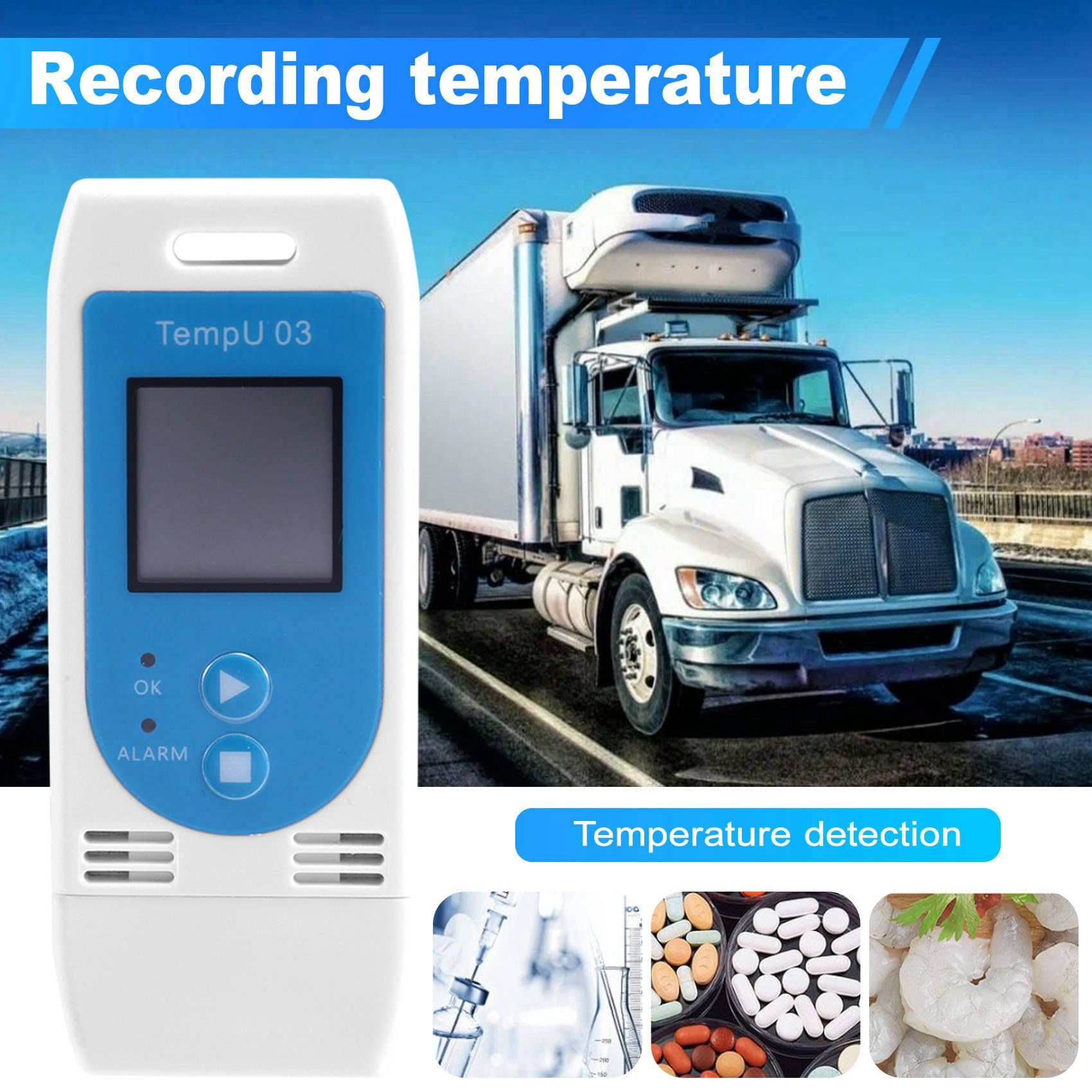 5X TempU 03 Registrador de Datos de Temperatura y Humedad USB Registrador de Datos de Temperatura Medidor de Grabación de Humedad con Capacidad de 32,000