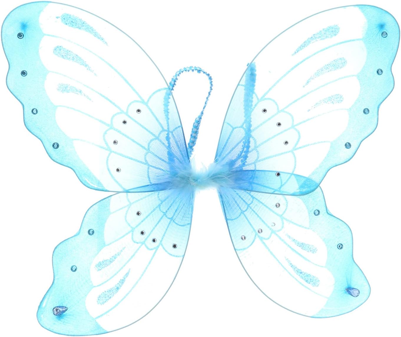Mozlly Fairy Costume Butterfly Wings - Glitter Fairy Wings Costume Accessories for Dress Up, Pretend Play, Halloween Costumes, and Birthday Party Butterfly Wings for Girls and Boys - 21 Inches - Blue