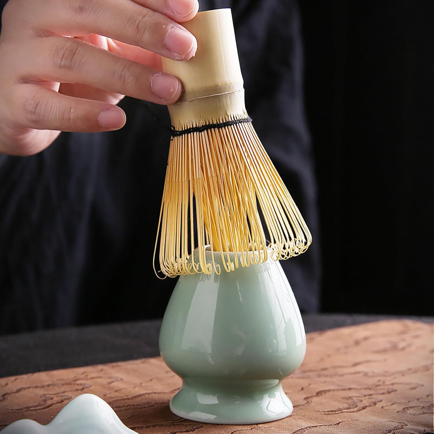 Matcha Whisk Scoop and Holder Matcha Bowl with Strainer Japanese Matcha Ceremony Accessory Mix Color