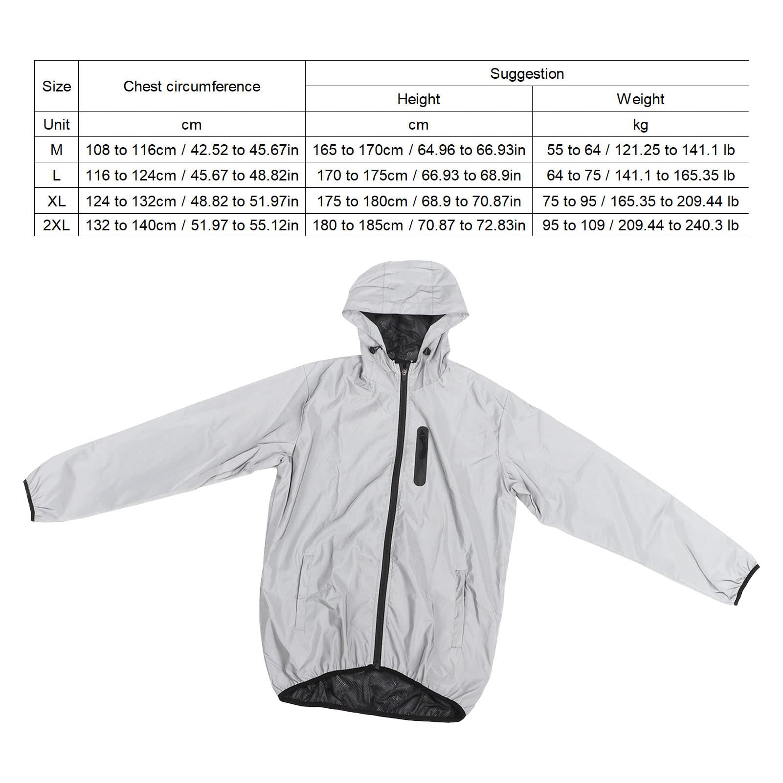 Atyhao Chaqueta de ciclismo totalmente reflectante, malla transpirable, impermeable, cómoda chaqueta de ciclismo con capucha, gran practicidad para montañismo