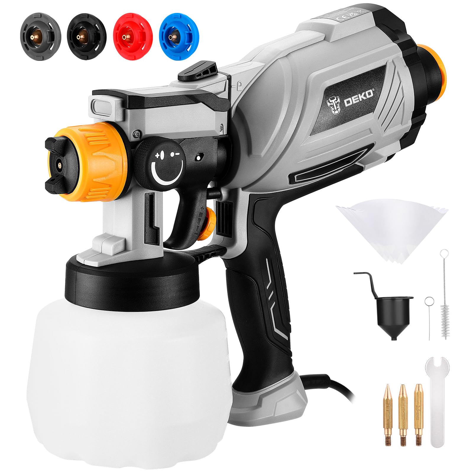 Paint Sprayer, 1000W HVLP High Power Spray Paint Gun with 1200ml High Capacity Container, 4 Nozzles and 3 Patterns, Easy to Clean, for Furniture, Cabinets, Fence, Walls, Door, Garden Chairs