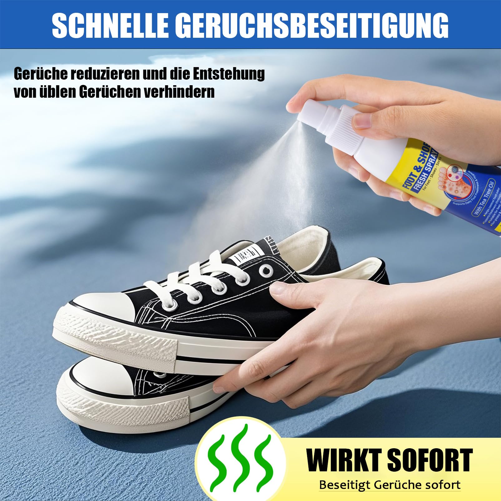 Pielęgnacja stóp S-pray z olejkiem z drzewa herbacianego – 120 ml spray do stóp i paznokci – olejek z drzewa herbacianego – pielęgnacja stóp – spray do pielęgnacji stóp dla kobiet i mężczyzn