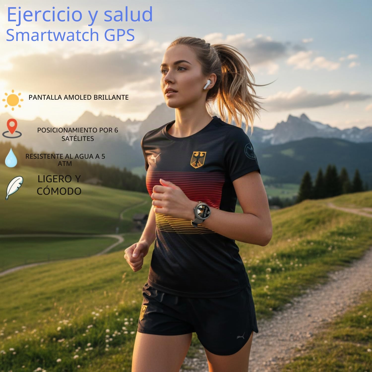 AIEK Smartwatch con GPS Integrado para Hombre y Mujer, Resistente al Agua 50M Contestar/Hacer una Llamada, 170 Modos de Entrenamiento, AMOLED de 1,32", Frecuencia Cardiaca, Sueño, SpO2 (Plata)