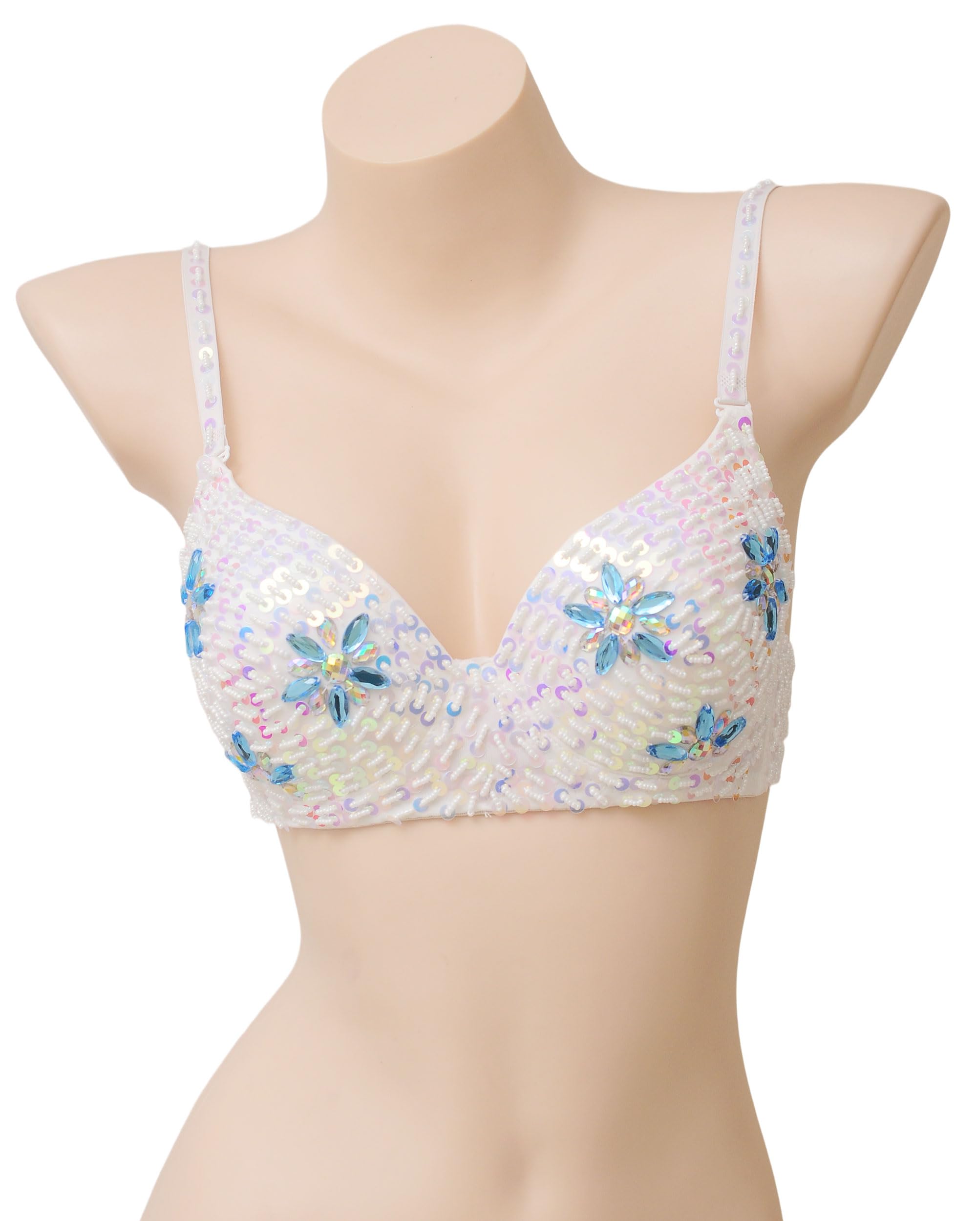 ROYAL SMEELA Sujetador de Danza del Vientre con Lentejuelas Mujer Sujetadores Top de Danza Oriental Strass Adulto