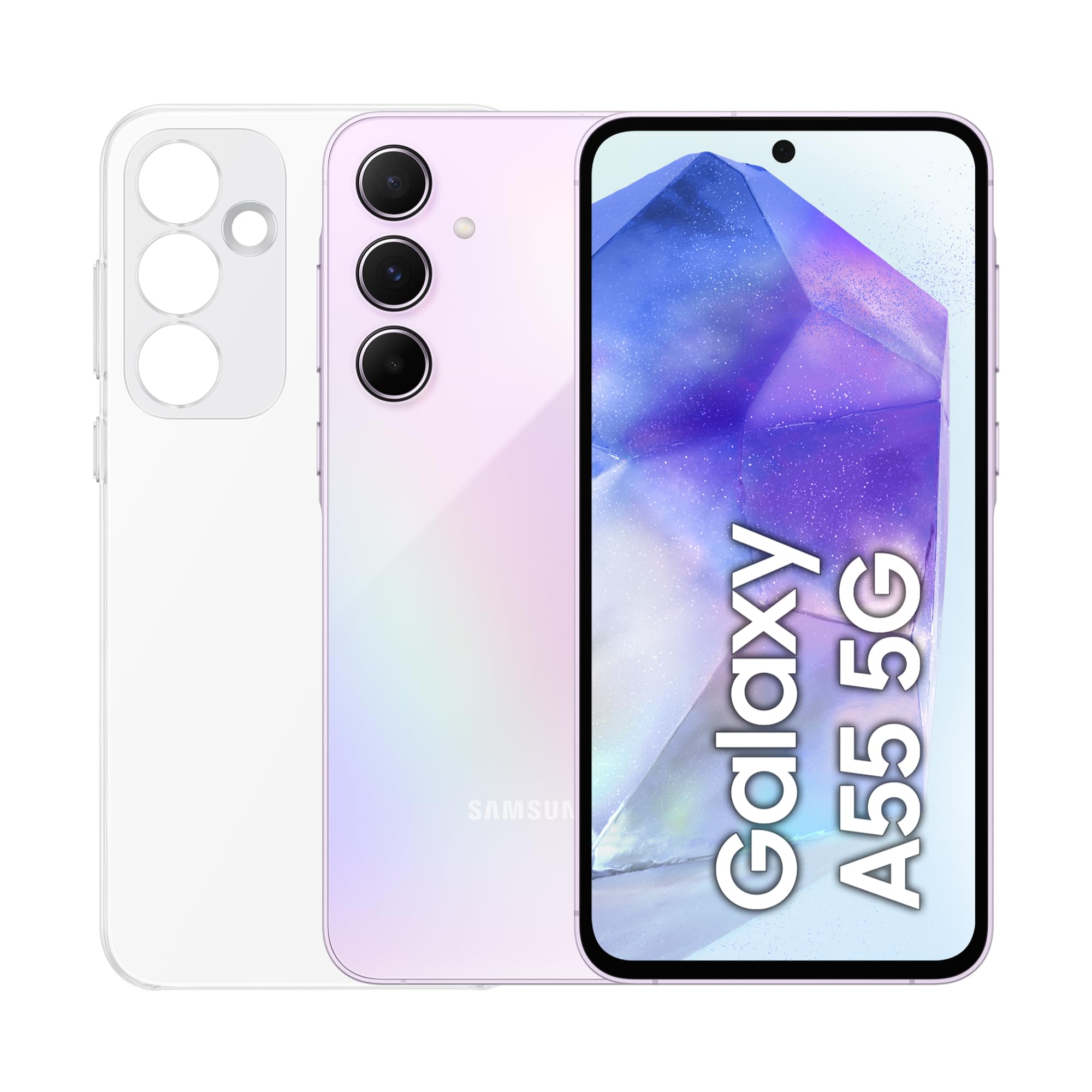 Samsung Galaxy A55 5G, Dual, 128GB 8GB Ram, Awesome Lilac + Case