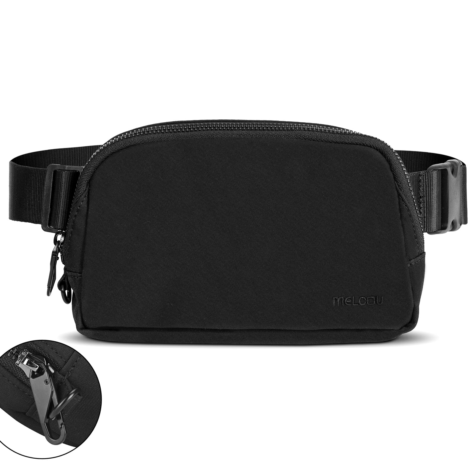 Cangurera negra antirrobo para mujeres de viaje, pequeña riñonera para hombre, con correa ajustable y bolsillo trasero, resistente al agua, elegante para adolescentes y niños, Negro -, S, Elegante