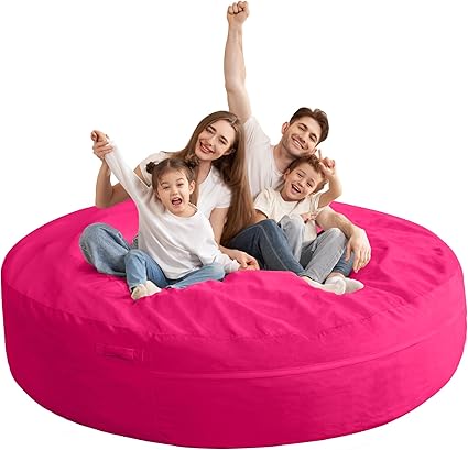 HABUTWAY XX-Large Bean Bag Chair: Giant 7' Memory Foam Furniture Bean Bag Chairs for Adults with Microfiber Cover 7Ft (Hot Pink)