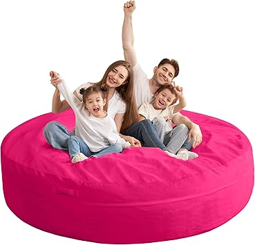 HABUTWAY XX-Large Bean Bag Chair: Giant 7' Memory Foam Furniture Bean Bag Chairs for Adults with Microfiber Cover 7Ft (Hot Pink)