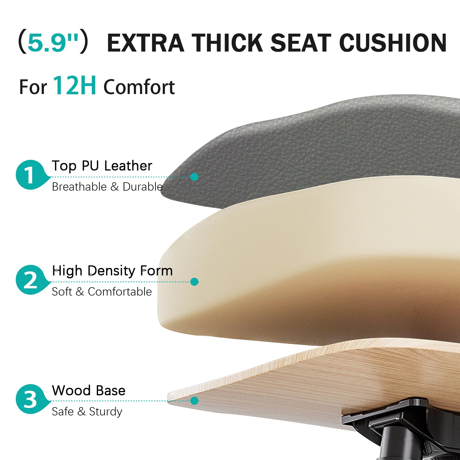 Home Office Desk Chairs Executive Office Chair 155 Reclining Office Chair with Footrest Leather High Back Comfy Computer — view 7