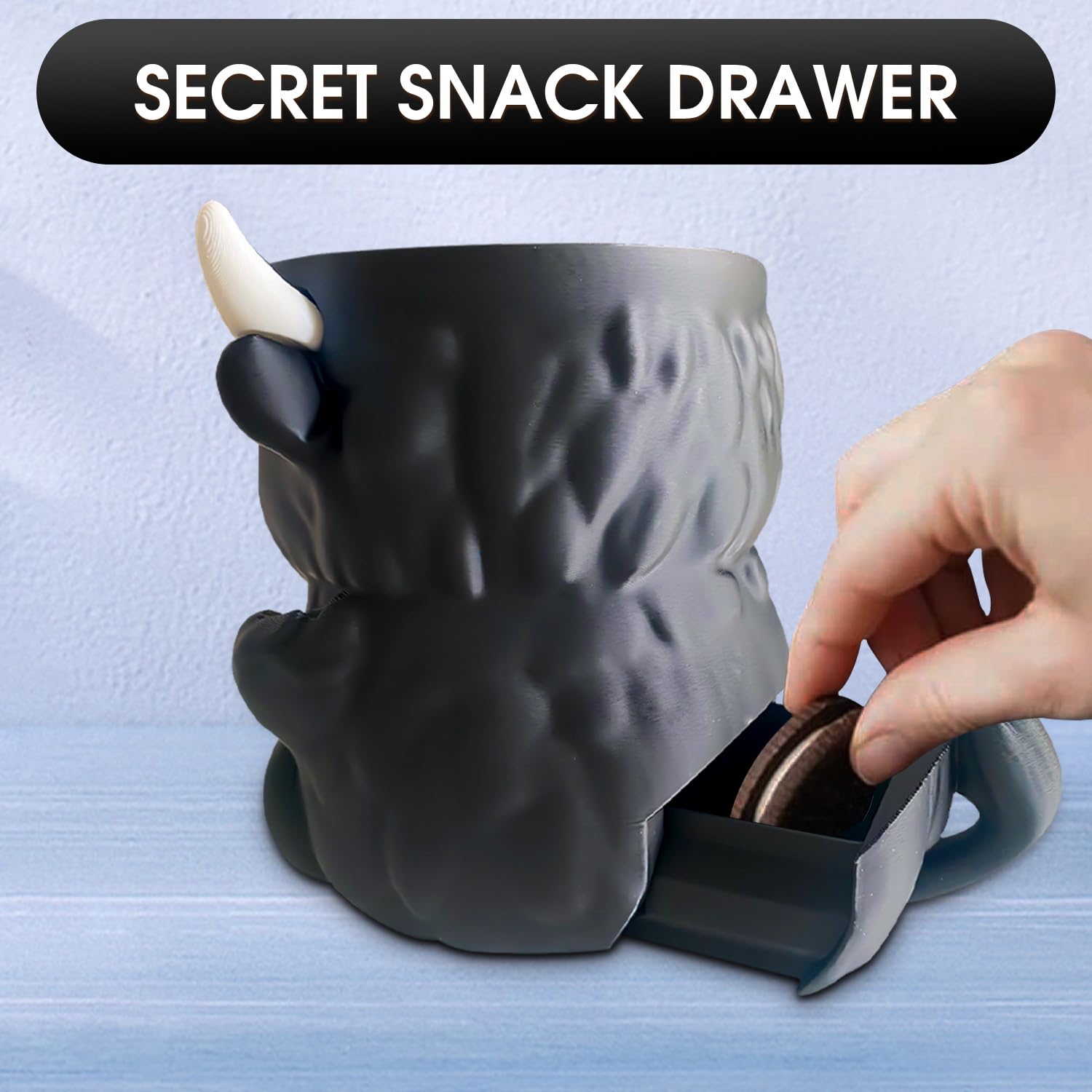 Highland Cow Eiscremehalter mit Griff und Löffel, 3D-wiederverwendbarer Eisbecher, Pint-Halter mit Snackschublade, niedlicher Tier-Frost-Becherhalter für Eis, Bierdose, groß