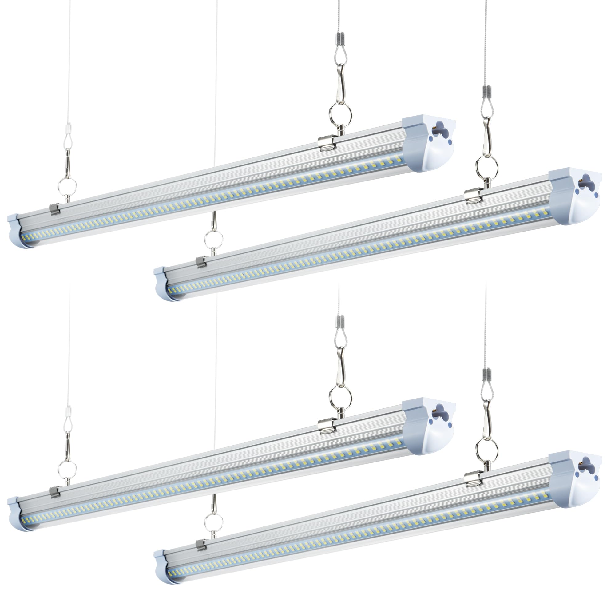 T8 LED Shop Lights 4FT 4 Pack 60W 9600LM 6000K Daylight White Linkable Lighting Plug Play Energy-Saving Work