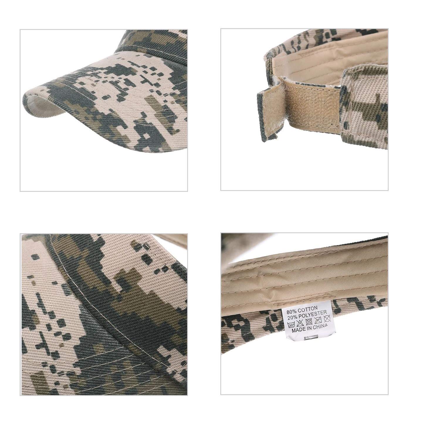 QICHEN Visoren für Herren Camo Outdoor Sports Visor Cap Sonnenblende mit Klettvers