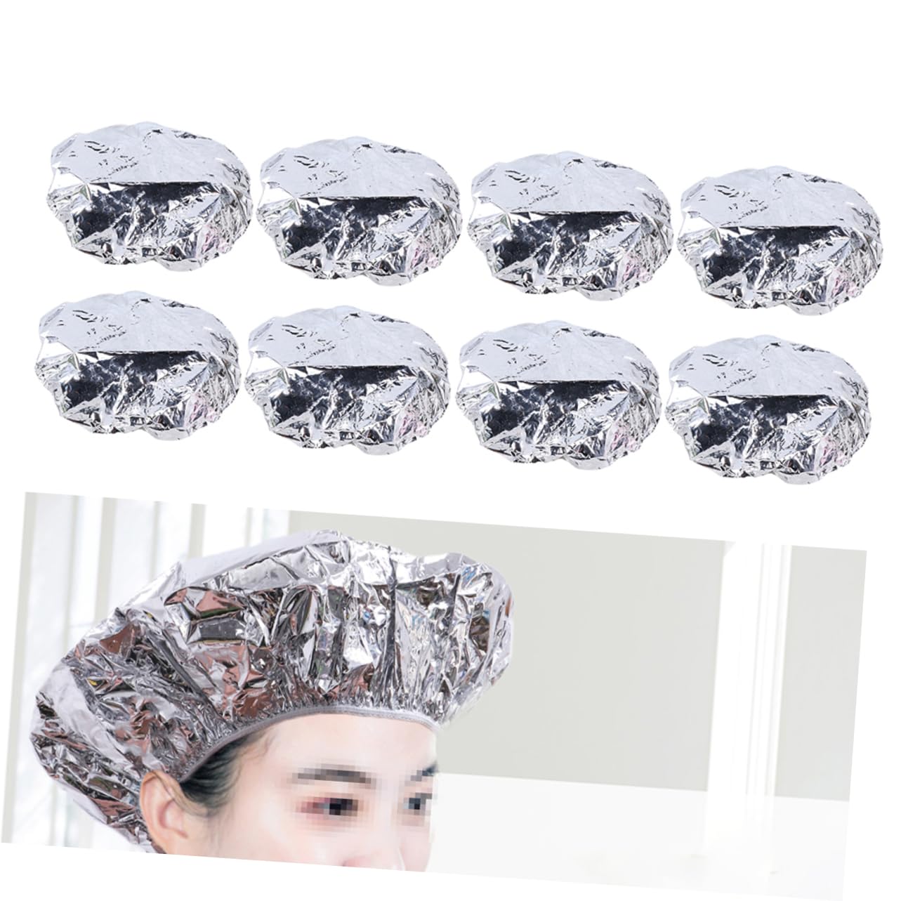 FRCOLOR 10pcs Aluminum Foil Hair Caps for Hair Styling Heat Insulation Elastic Edge for Home Salon