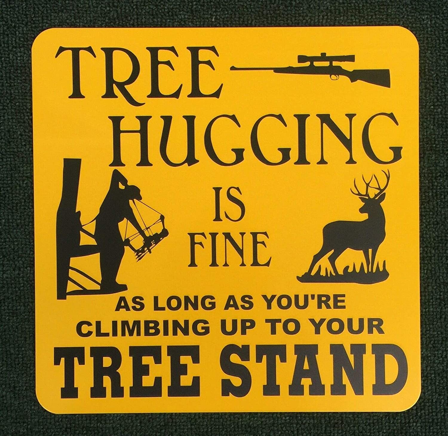 Tree Hugging is Fine Tree Stand Metal Sign Hunting Bowhunting Plaques and Signs Metal Tin Sign Kitchen Pub Funny Novelty Coffee Bar Garage Wall Poster Street Yard Man Cave 12x8inch