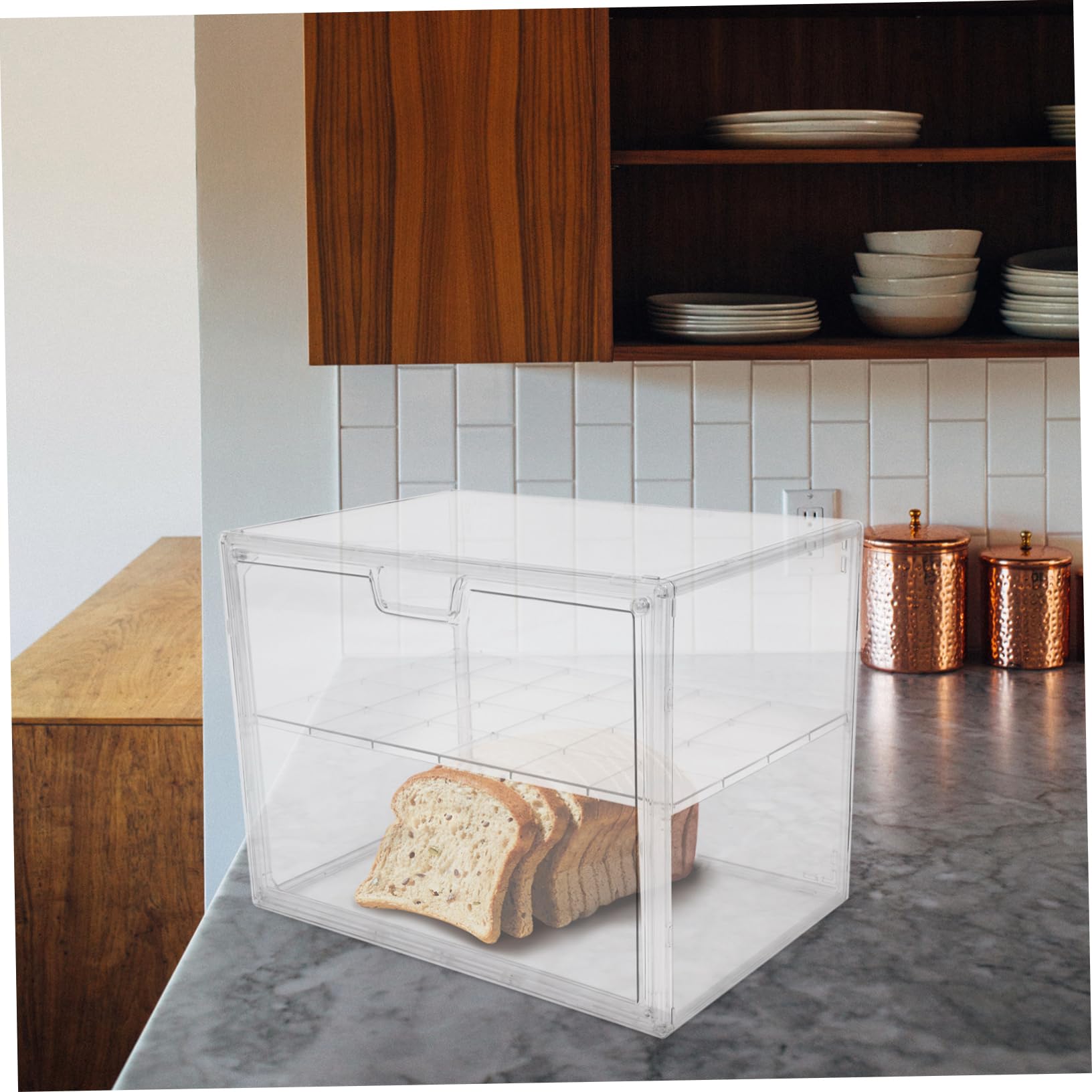 Cabilock Caja de Pan Transparente Contenedor Doble para Alimentos de Cocina Organizadores de Almacenamiento para Encimera Mesa o Mostrador