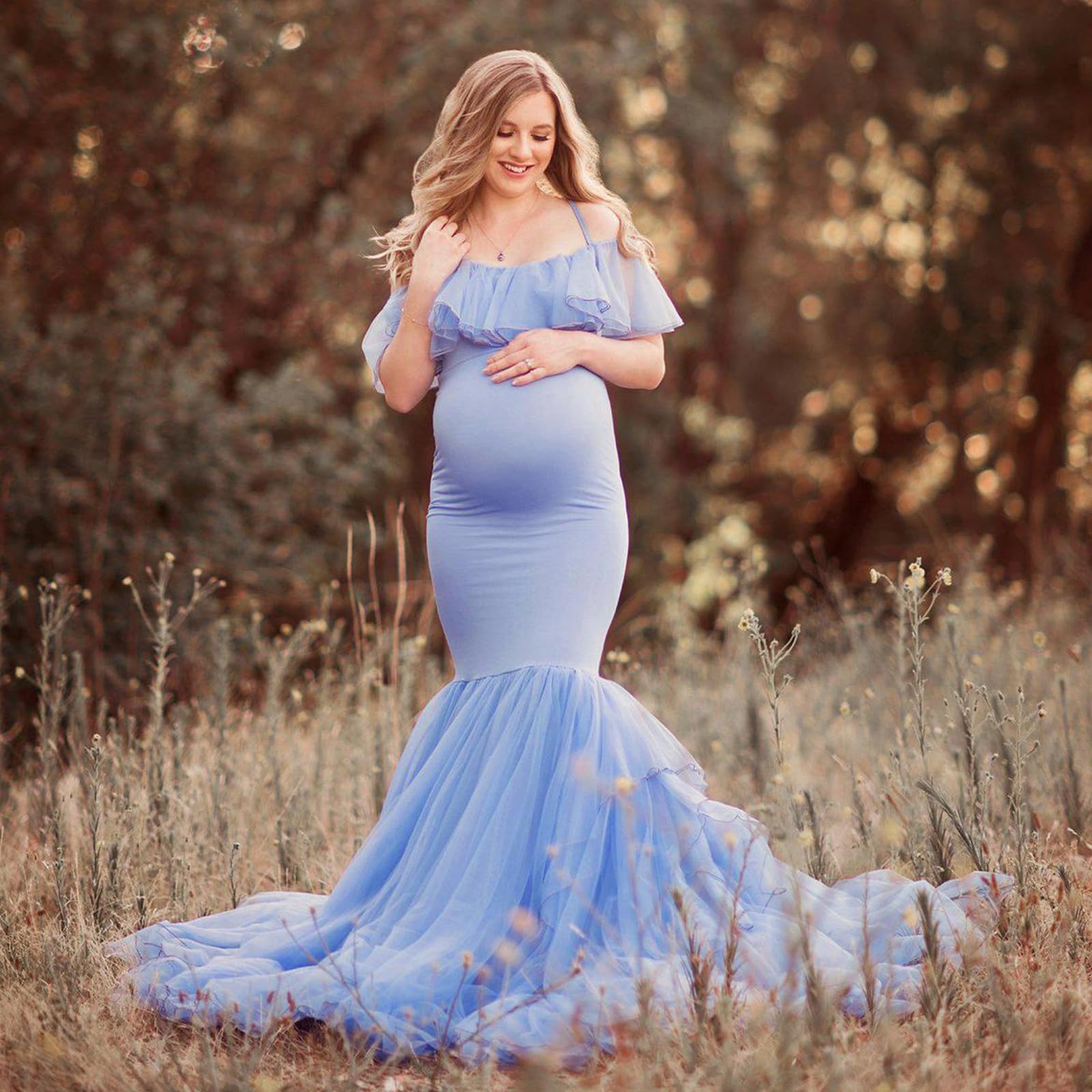 Vestido de Maternidad con diseño de Longitud en acrílico Transpirable para facilitar Uso Cómodo Vestido de Maternidad con diseño de Longitud