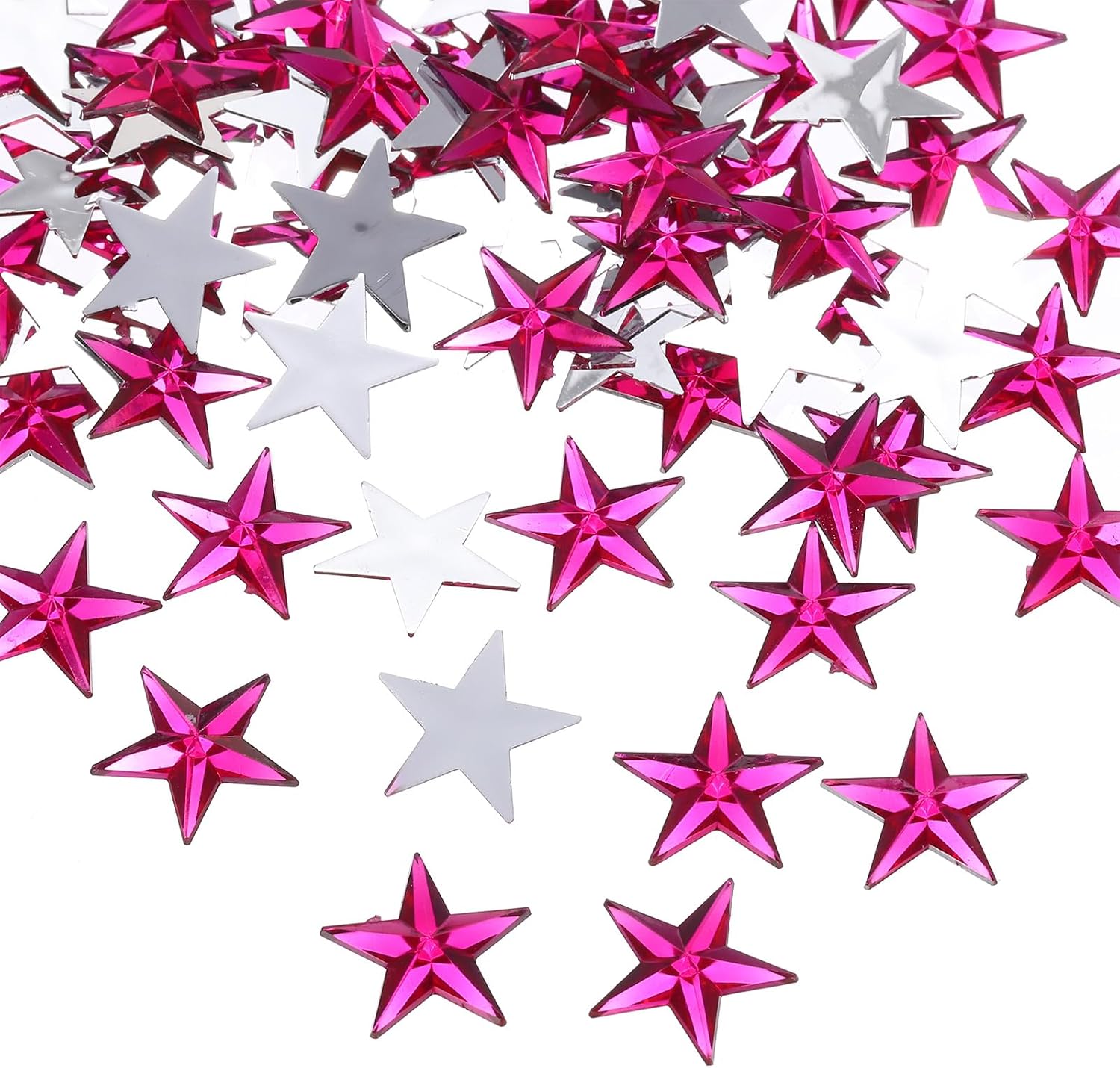 QUARKZMAN 100 Pieces Acrylic Rhinestone Star Shape 14 x 14 mm Rhinestone Stickers Star Iron-on for Jewellery Crafts Face Painting Costume Jewellery, Red Pink image 4