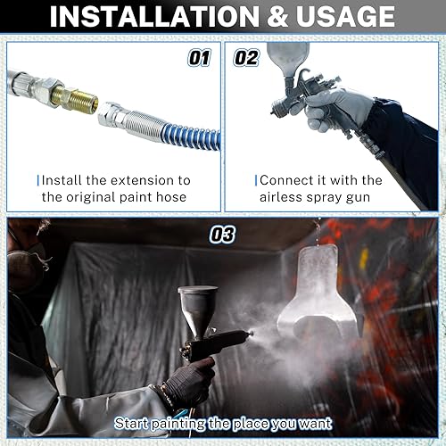 Miniatura 6 de NATGAI Manguera pulverizadora de pintura sin aire de alta presión de 50 pies, manguera de pintura sin aire de 14 de pulgada, tubo de fibra flexible