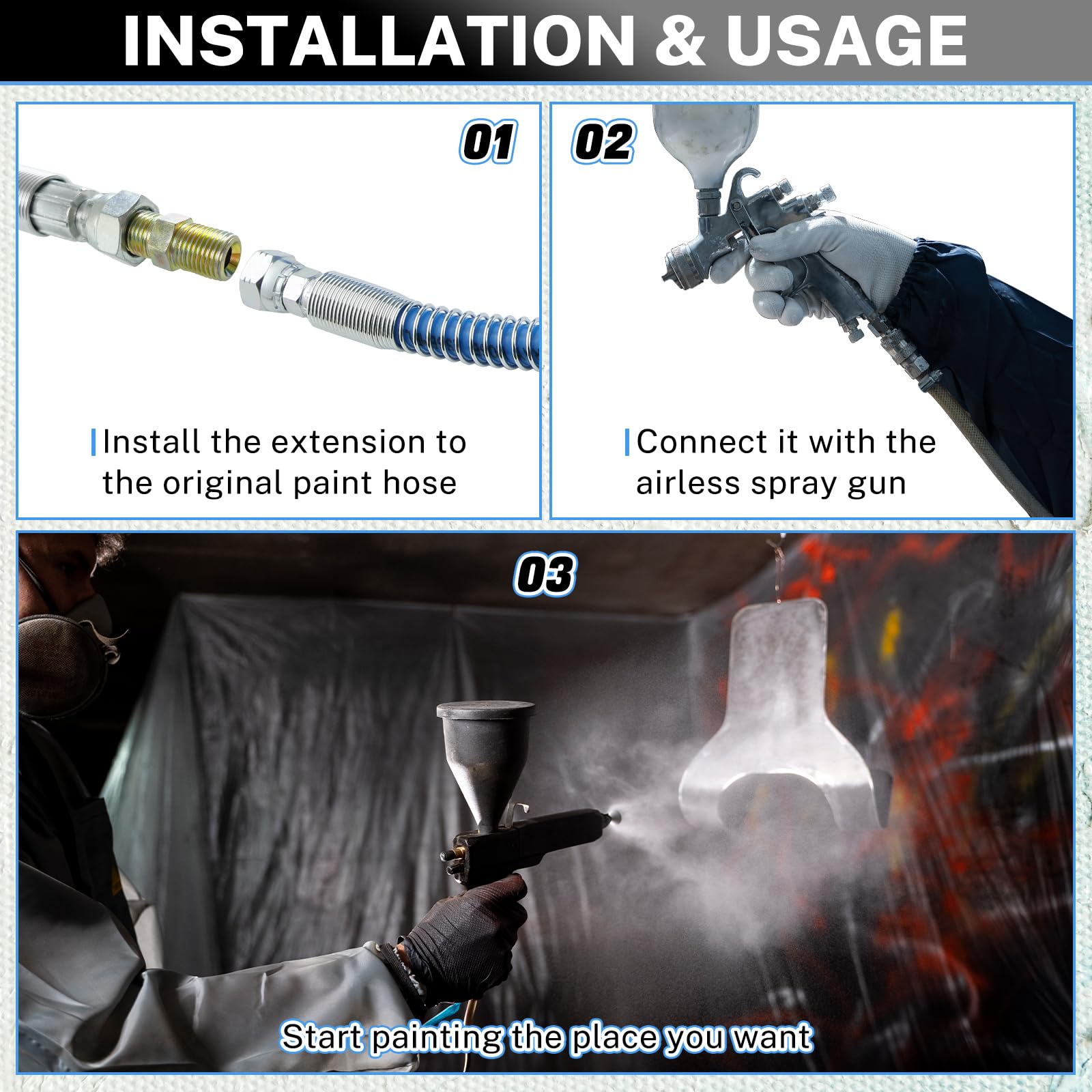 1/4in Airless Paint Spray Hose High Pressure Universal Paint Sprayer