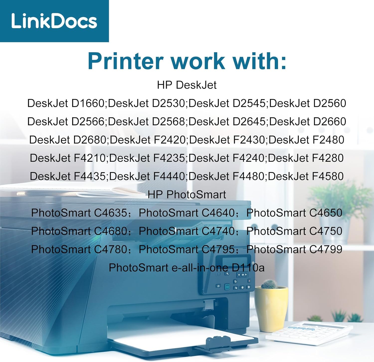 LinkDocs 60XL Remanufactured HP 60 Black Ink Cartridges Replacement for HP 60XL CC640WN CC641WN Work with HP PhotoSmart C4795 C4640 D110 F4480 F4440 Envy 100 110 Printer (2 Black)