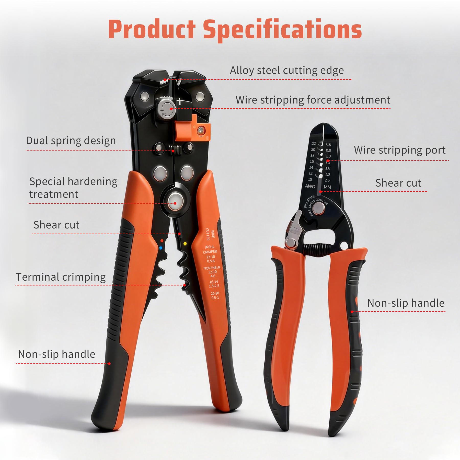2-Piece Wire Stripper Tool Set - Cut, Strip & Crimp -2