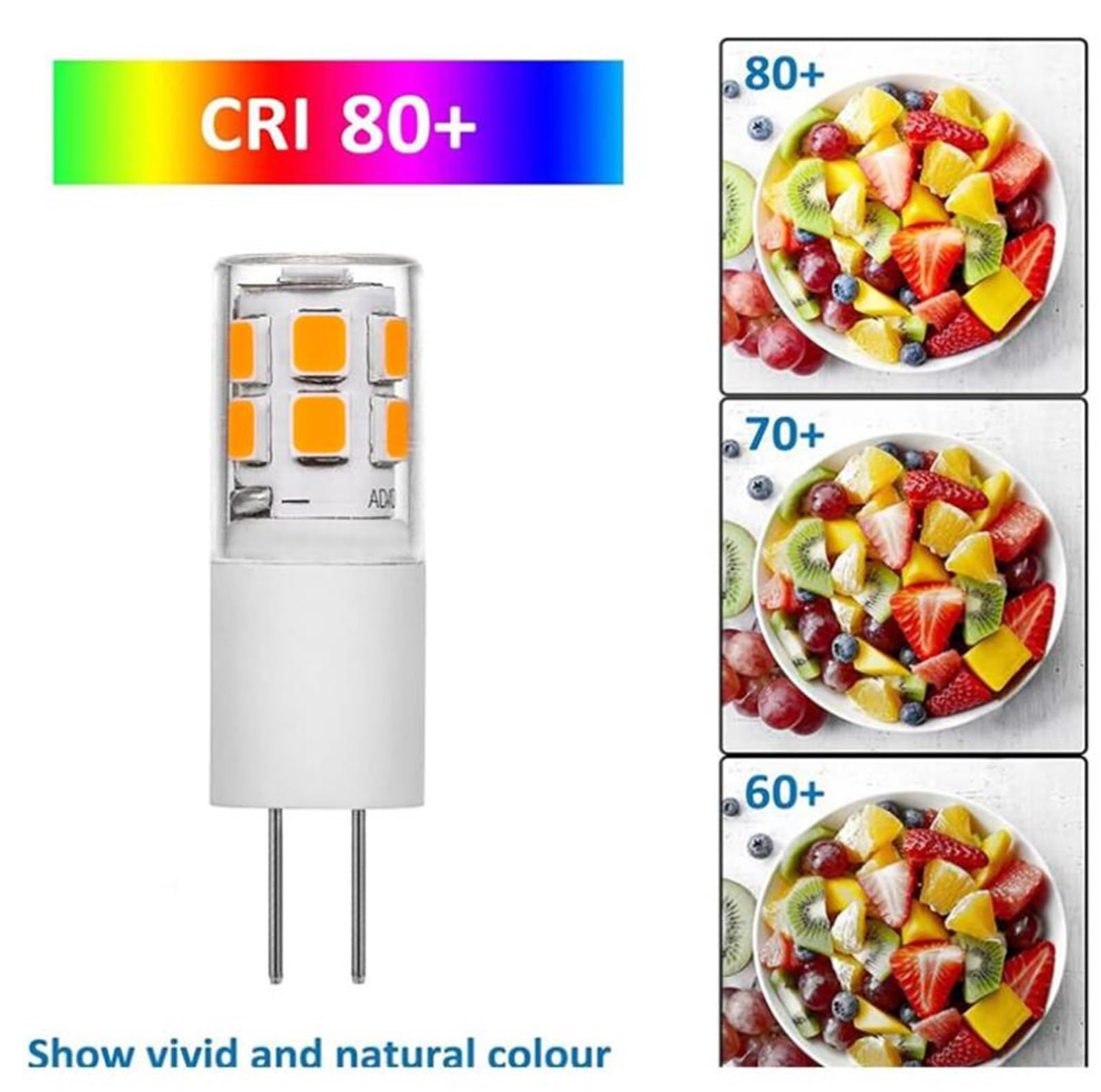 Bombillas LED G4 12V CA/CC 2W equivalente bombillas halógenas 20W IRC 80+ para jardines lámparas colgantes lámparas techo iluminación para armarios apliques pared(Warm White 3000K,6pack)