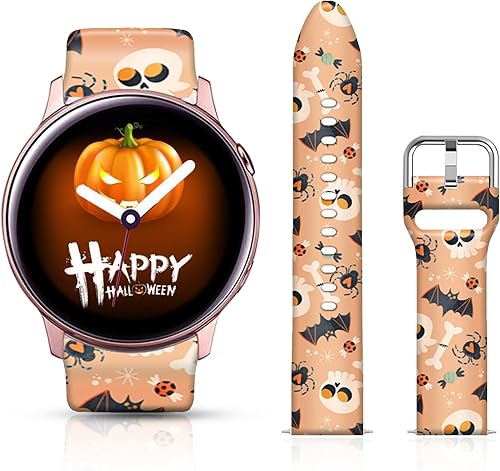 20mm Holidays Floral Silicone Bands Compatible for Samsung Galaxy Watch 4 40mm 44mmClassic 42mm 46mmWatch 3 41mm, Active 2 Watch BandsGear s2 for
