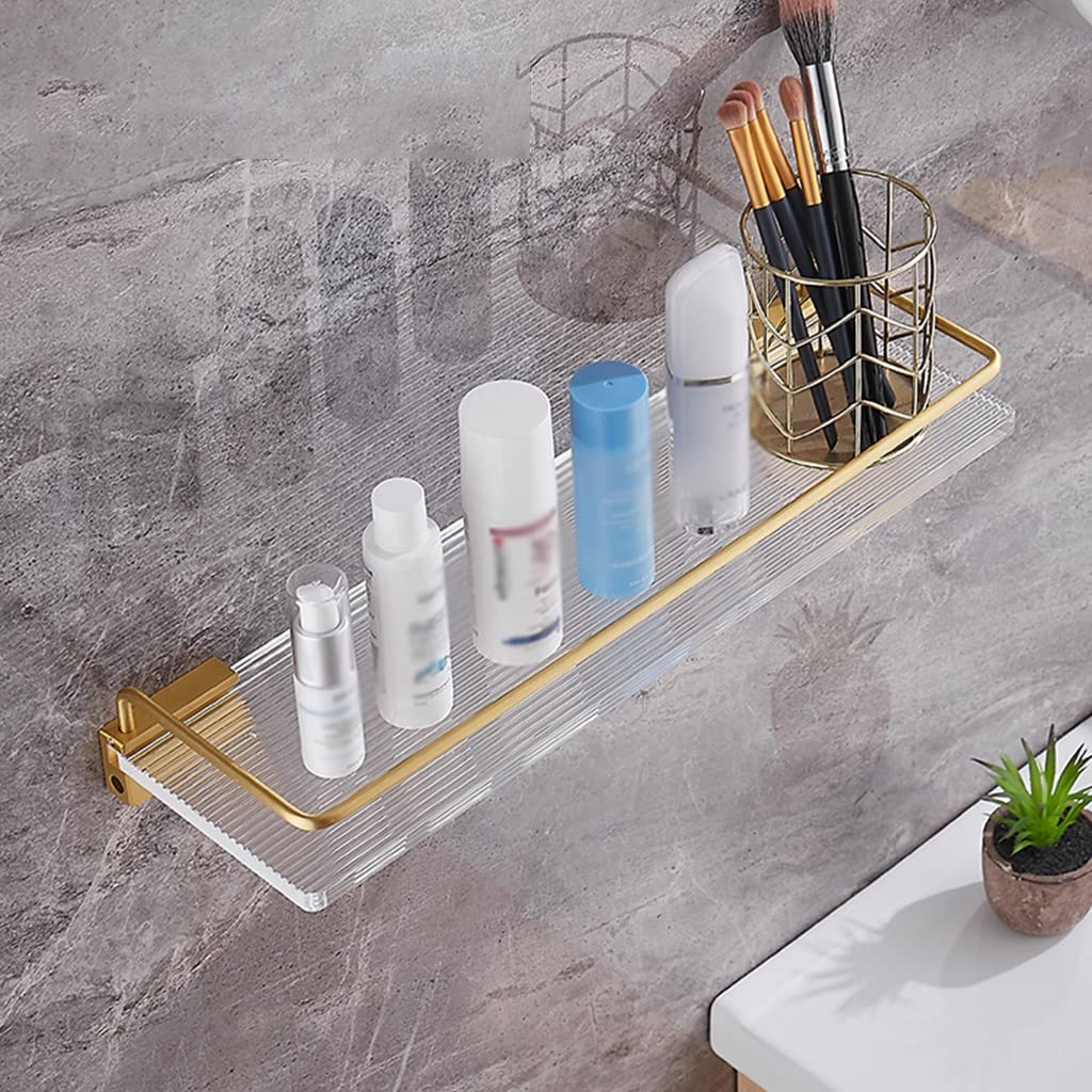 Ruiseawing Shower Caddy Floating Shelves Bathroom Rack Space Aluminum Light Acrylic Towel Rack Bathroom Skin Products Storage Rack