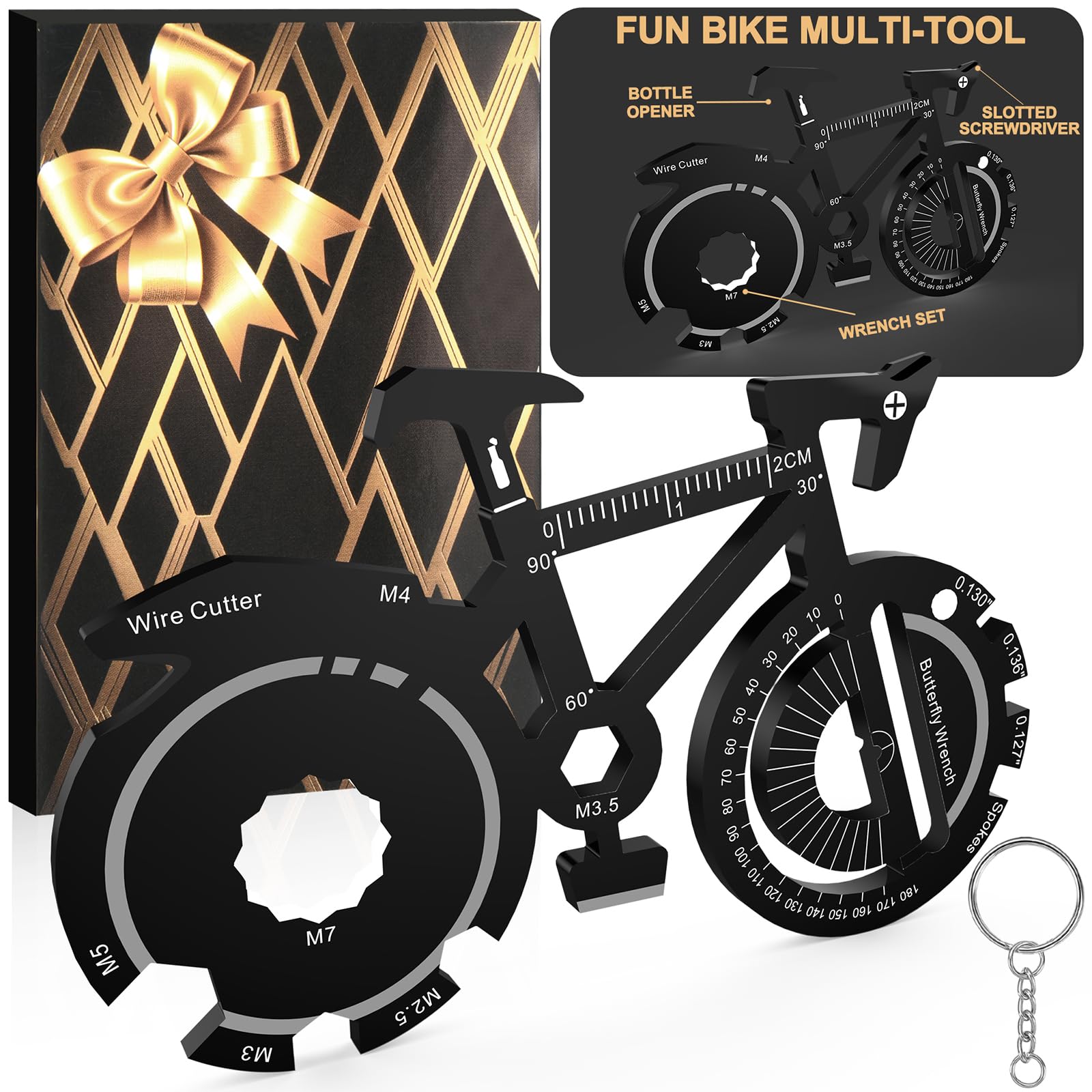 Valentines Day Gifts for Him - Unique Bike Keychain EDC Multitool, Small Cool Anniversary Birthday Gift Idea for Boyfriend Husband Dad, Fun Gadget