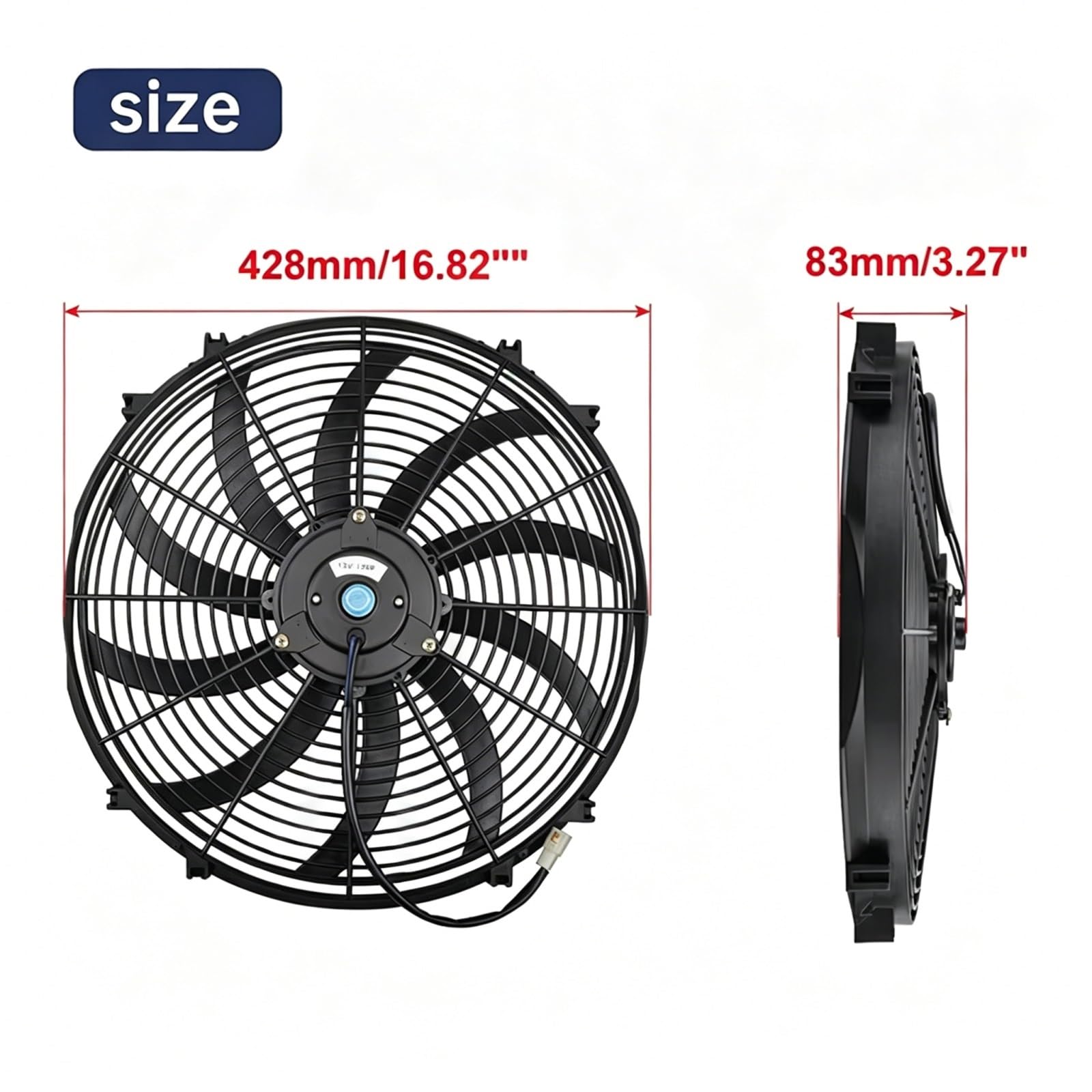 Refrigeración Del Radiador Eléctrico Compatible Con Ventilador Universal De Empuje Y Tracción Del Aire Acondicionado Del Coche 120W 16 "pulgadas 12v Motor refrigeración Ventilador