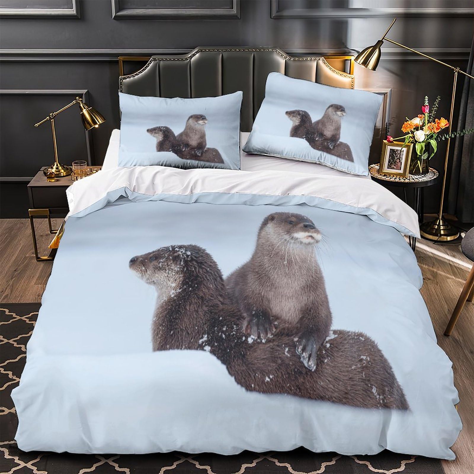 Housse de Couette 3D Imprimée Super Douce Style Baroque Rouge 220x240cm