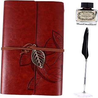 NUOBESTY 点 羽根ペン ノート インク ペンホルダー付き 文房具 レトロ風 ノート付きペンキット 北欧スル おしゃれな筆記用具 持ち運び便利 に