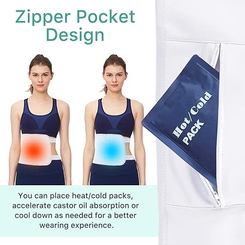 Miniatura 4 de Paquete de aceite de ricino orgánico para hígado, paquete de aceite de ricino reutilizable para cintura, cuello y pecho, almohadillas con correa