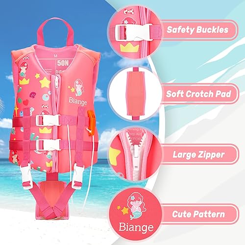 Miniatura 8 de Chaleco de natación para niños, chaqueta de natación para niños pequeños, flotadores para nadar con silbato de emergencia para niños y niñas de 1 a