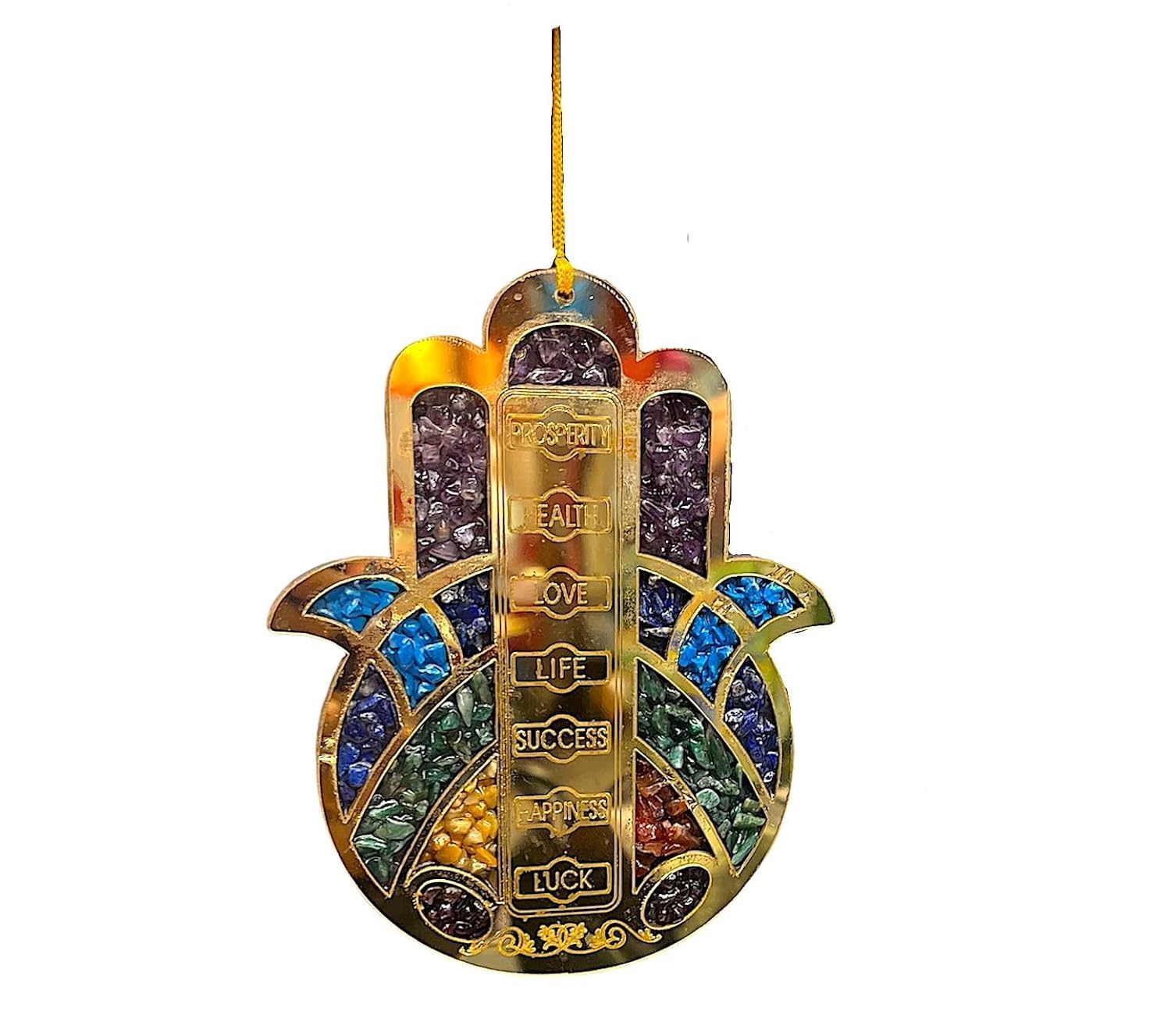 RUDRA BLESSING CENTER Wooden Seven Chakra Hamsa Hand, Home Protection Charm, Decor, Charms, Turkish Nazar Decoration, Good Luck Charm, Wall Decor Amulet, Car Ornament-image-34