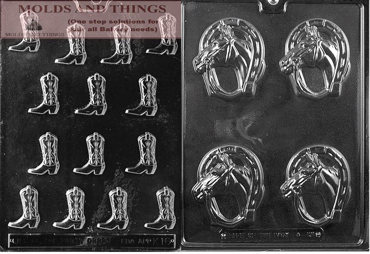 Cowboy Boot chocolate candy mold Horseshoe with Horse