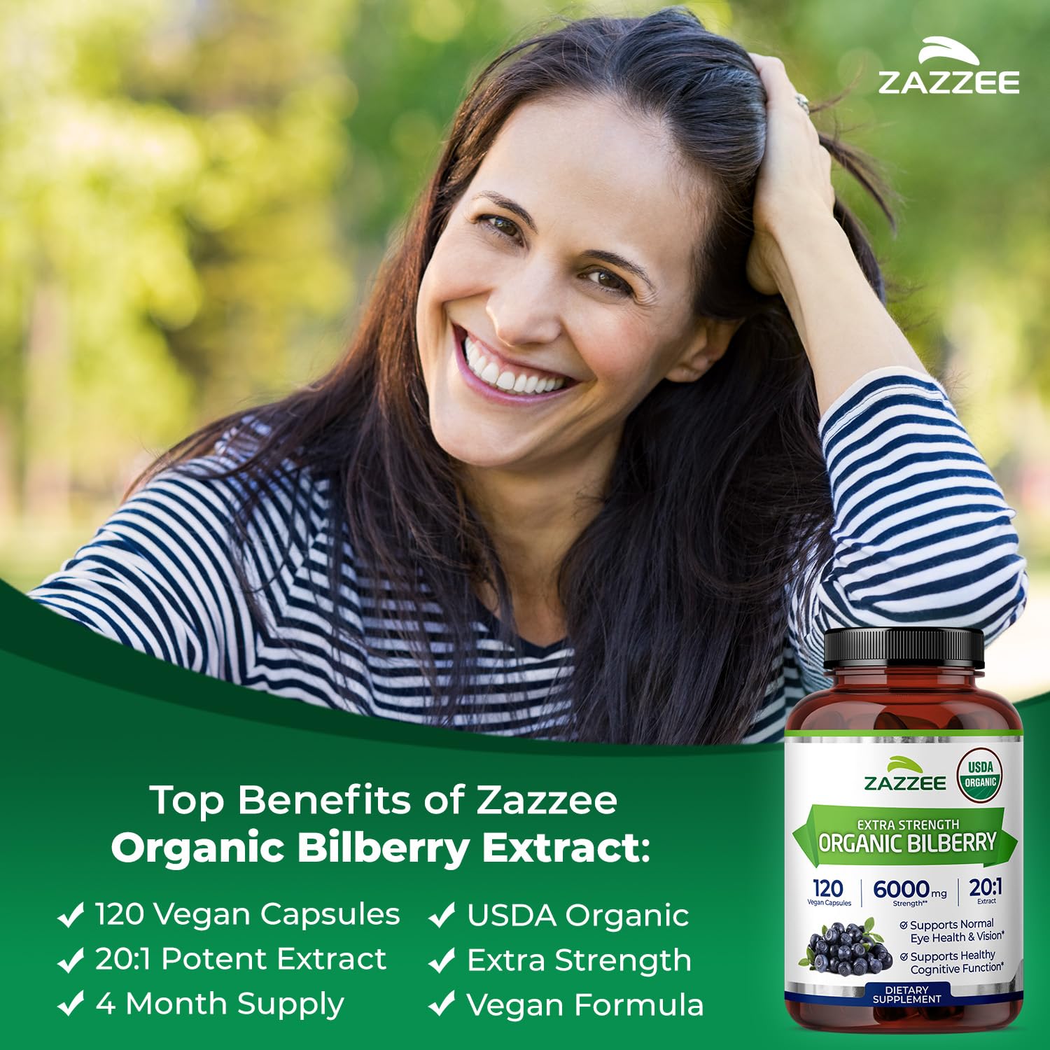Zazzee USDA Organic Bilberry 20:1 Extract, 120 Capsules, 4 Month Supply — Amazon image 4