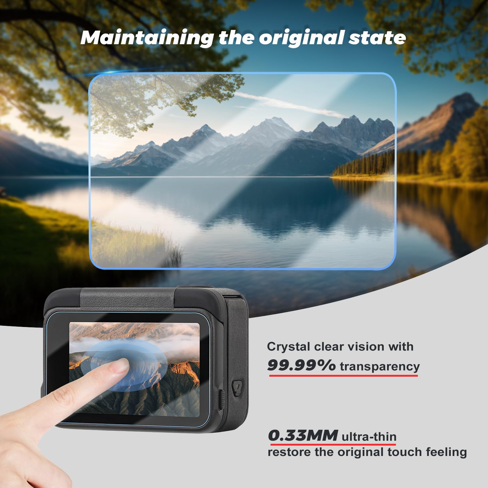 Pellicola protettiva per display Ace Pro 2-2 Pack per obiettivo e protezione schermo per Ace Pro 2 accessori, vetro temperato 9H, durezza HD, antigraffio, vetro temperato